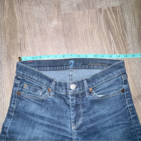 7 For All Mankind 7FAM Dark Blue indigo Straight Leg Jeans 24 - Picture 9 of 11